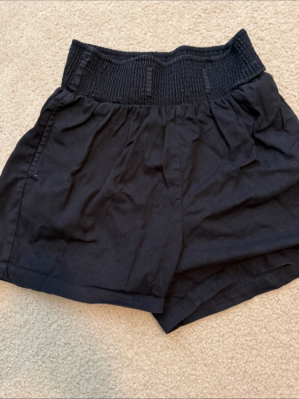 Lucy & Yak High-Waist Smocked Waistband Women’s Shorts - Black